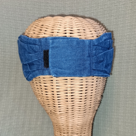 Vintage Denim Blue Headband With Velcro Closure - Picture 3 of 7